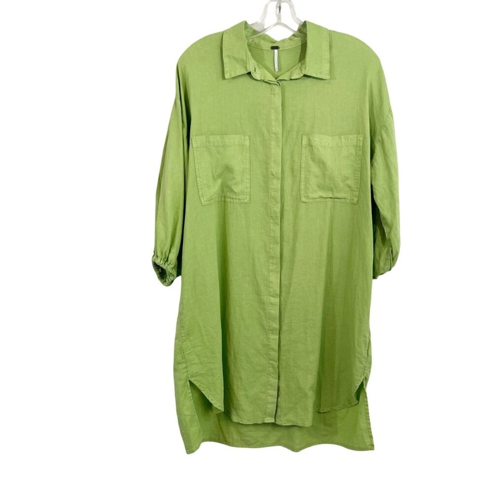 Young Fabulous & Broke Sand Dollar Linen Shirt Dress Oversized Boho Size XS